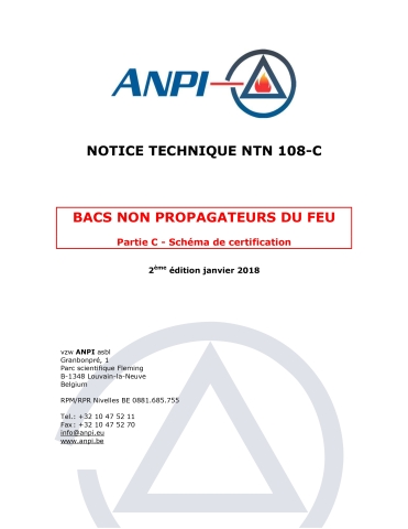 NTN 108-C Bacs non propagateurs du feu : Partie C : Schéma de certification