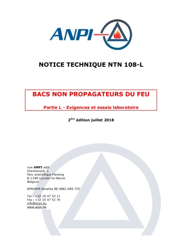 NTN 108-L Bacs non propagateurs du feu : Partie L : Exigences et essais laboratoire