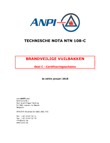NTN 108-C Brandveilige vuilbakken : Deel C - Certificeringsschema  
