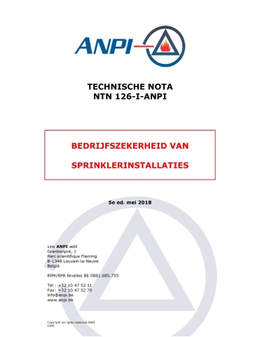 NTN 126-I Bedrijfszekerheid voor sprinklers : Deel I