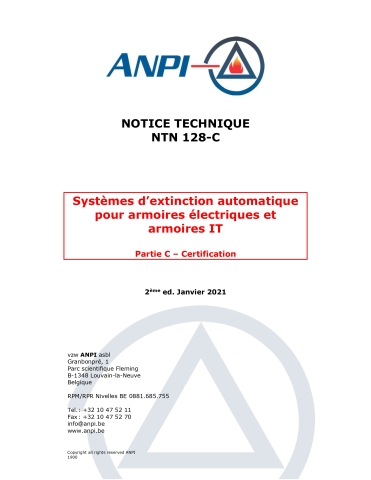NTN 128-C Systèmes d’extinction automatique pour armoires électriques et IT : Partie C