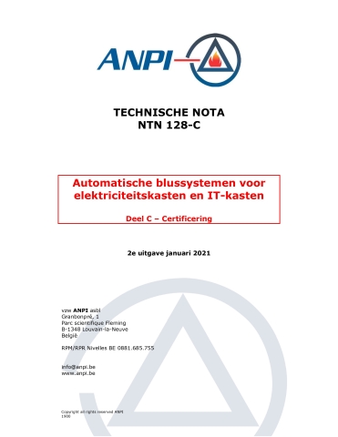 NTN 128-C Automatische blussystemen voor elektriciteits- en IT-kasten : Deel C