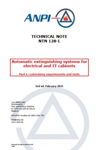 NTN 128-L Automatic extinguishing systems for electrical cabinets and IT cabinets Part L: Laboratory requirements and tests