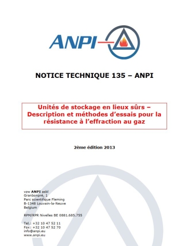 NTN 135 Unités de stockage en lieux sûrs - Description et méthodes d'essais pour la résistance à l'effraction au gaz
