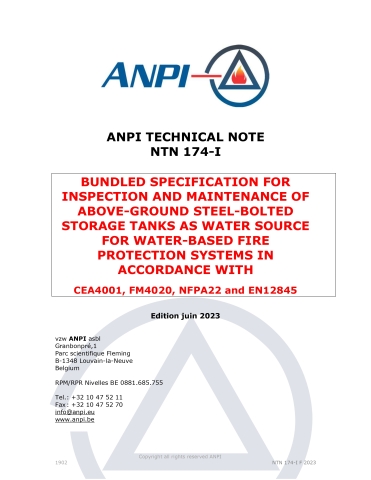 NTN 174-I Inspection et entretien des réservoirs de stockage hors sol en acier comme source d'eau