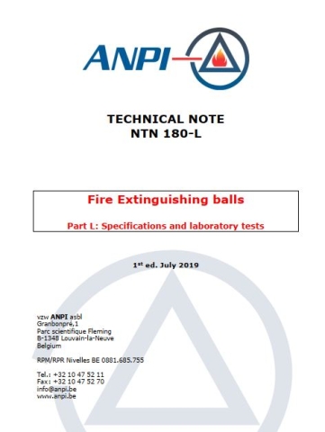 NTN 180-L Fire Extinguishing balls Part L : Prescriptions and tests