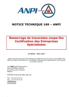 NTN 169 Resserrage de traversées coupe-feu - Certification des entreprises spécialisées